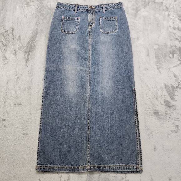 Vintage Y2K Union Bay Skirt Womens 9 Juniors Maxi Pencil Denim Side Slits Boho - Picture 1 of 10
